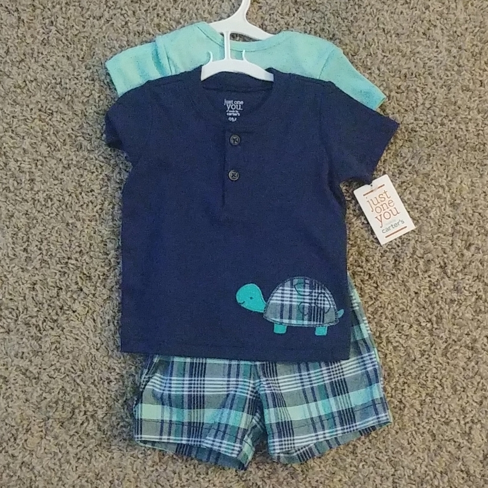 NWT Carter's 3 piece set 9 month mint/navy